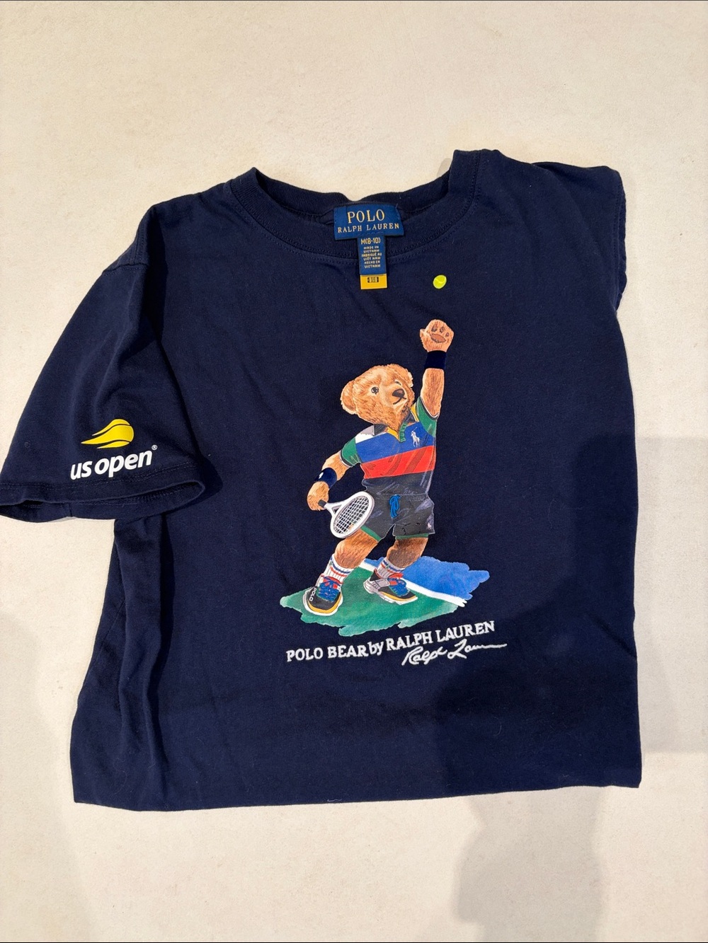 Polo by Ralph Lauren Navy Polo Bear Tennis Graphic Tee. US Open 2025 exclusive